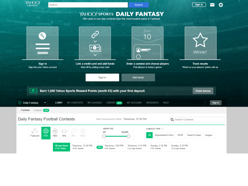 Yahoo Fantasy Sports Review 2019 - Real Money DFS