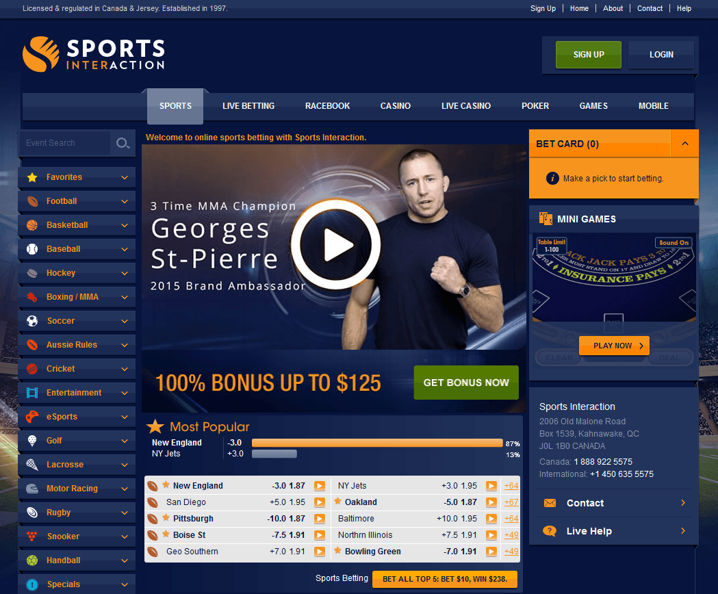 Sports Interaction Homepage