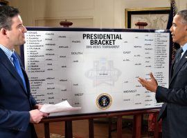 Last year President Obama joined 70 million other people and filled out an NCAA Men’s Basketball Tournament Bracket. He chose Kansas, who lost to eventual champion Villanova in the Elite Eight. (Image: Official White House Photo by Chuck Kennedy)