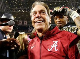Alabama Coach Nick Saban was all smiles after his team won the national championship but those who bet on the team weren’t so happy. (Image: Getty Images)