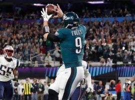 Nick Foles’ unlikely touchdown catch paid off big in prop betting, but Nevada sports books still eked out a profit on the Super Bowl. (Image: AP/Jeff Roberson)