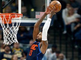 Think Paul George will have more rebounds on Sunday against the Lakers or touchdowns than the Patriots and Eagles have touchdowns? There’s a bet for that. (Image: Getty)