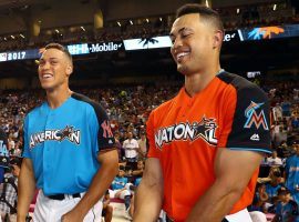Aaron Judge of the Yankees, left, and new teammate Giancarlo Stanton are the favorites to be the 2018 season’s home run leader. (Image: Getty)
