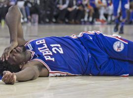 Joel Embiid could potentially miss the first round of the NBA playoffs after suffering an orbital fracture of his left eye. (Image: Getty)