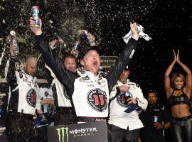 Kevin Harvick celebrates after winning in Atlanta last week and enters this week’s race as the favorite. (Image: USA Today Sports)