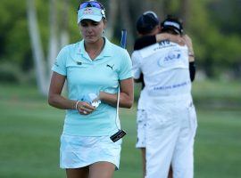 Lexi Thompson walks off green after losing in a playoff at last year’s ANA Inspiration. (Image: Jeff Gross/Getty)