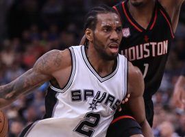 Kawhi Leonard, pictured playing against the Houston Rockets, is not expected to return for the San Antonio Spurs during the playoffs. (Image: Getty)