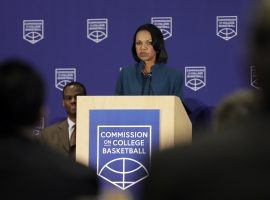 Condoleezza Rice reported on the findings of the Commission on College Basketball on Wednesday. The former Secretary of State chaired the group. (Image: AP/Darron Cummings)