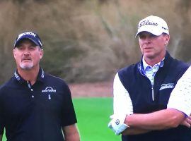 Jerry Kelly, left, and Steve Stricker are teaming up this week for the Champions Tour’s Legends of Golf. (Image: Getty)