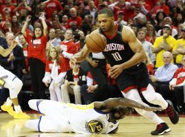 Eric Gordon came up with a steal on Golden State’s final possession and scored 24 points to lead the Houston Rockets to a 98-94 victory Thursday night. (Image: Ronald Martinez/Getty)