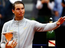 Rafael Nadal poses with the Italian Open trophy after defeating Alexander Zverev in the tournament’s final on Sunday. (Image: Getty)