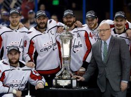 The Washington Capitals pose with the Prince of Wales Trophy after winning the 2018 Eastern Conference finals over the Tampa Bay Lightning. (Image: AP)