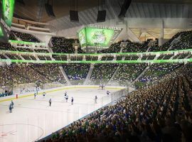 This artist rendition shows the plans by the proposed owners of Seattle’s NHL expansion team in its $650 million renovation. (Image: Oak View Group)
