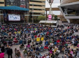 Las Vegas has gone hockey mad and viewing parties outside the team’s home arena during road games have become popular with fans. (Image: Joe Buglewicz/Scripps Media)