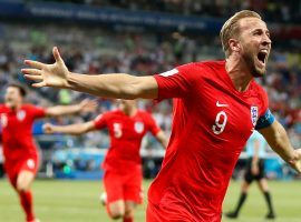Harry Kane celebrates after his stoppage-time winner for England against Tunisia in the World Cup on Monday. (Image: Francis R. Malasig/EPA)