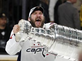 Washington Capitals captain Alexander Ovechkin celebrates with the Stanley Cup after his team defeated the Vegas Golden Knights in Game 5 of the Final. (Image: AP)