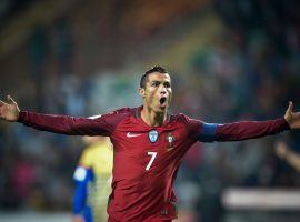 Portugal’s Cristiano Ronaldo celebrates after scoring against Andorra in October 2016 during qualifying for the 2018 World Cup. (Image: Getty)