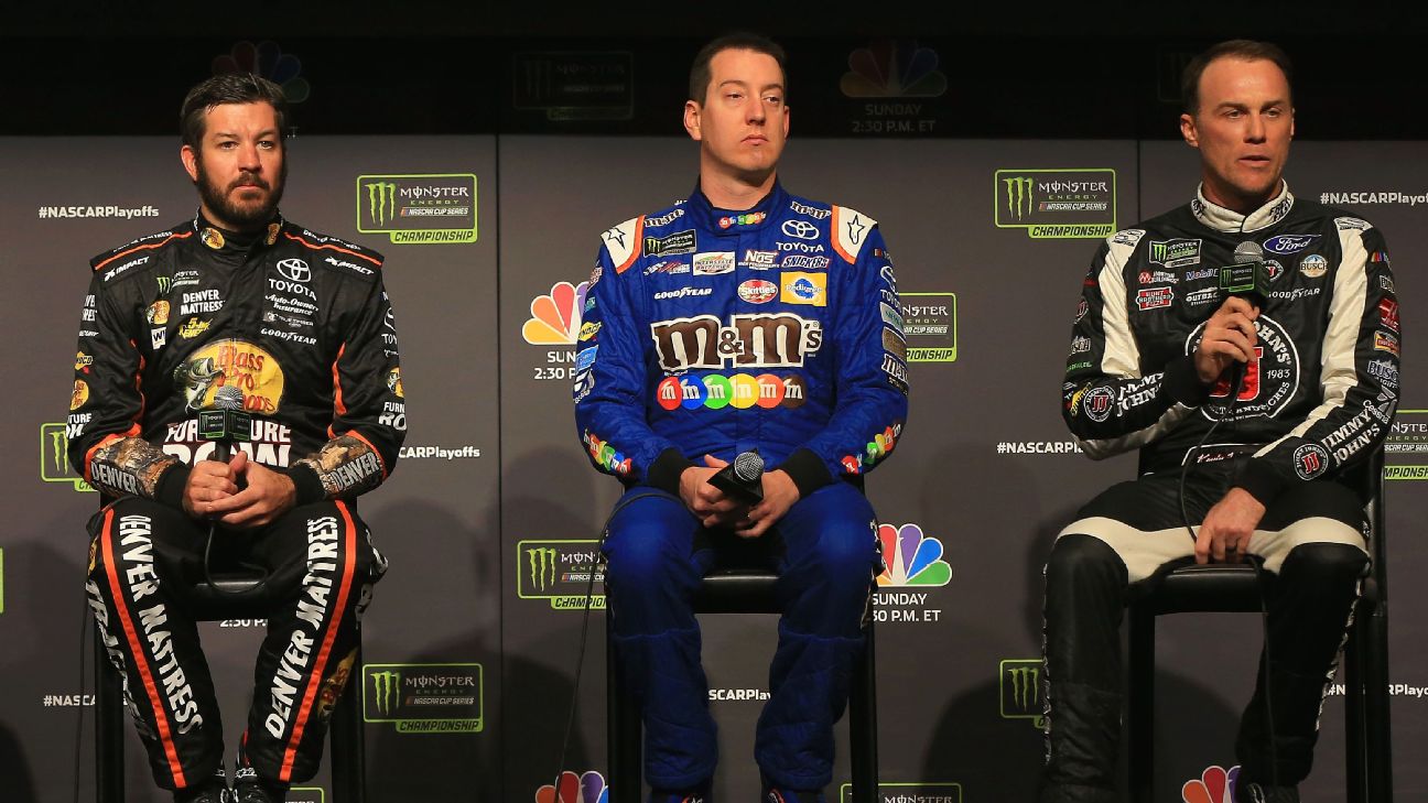 Martin Truex Jr., Kyle Busch, and Kevin Harvick