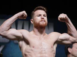 Canelo Alvarez poses while weighing in before his September 2017 fight with Gennady Golovkin. (Image: John Locher/AP)