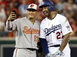 Manny Machado (left) takes a selfie with Matt Kemp during the 2018 MLB All-Star Game. The two could become teammates if Machado’s expected trade to the Dodgers is completed. (Image: Getty)