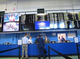 Staff at Monmouth Park prepare to open the racetrack’s sportsbook on June 14, the first day of legal sports betting in the state of New Jersey. (Image: AP/Wayne Parry)