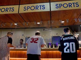 Bettors place bets at the sportsbook at the Borgata casino in Atlantic City. The Borgata launched an online sports betting app in New Jersey on Wednesday. (Image: Tom Gralish/Philadelphia Inquirer)