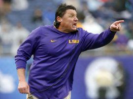 Despite a 9-4 record as his first full season as LSU coach, Ed Orgeron could be the first SEC coach fired. (Image: USA Today Sports)