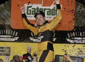 Brad Keselowski celebrates after claiming his first NASCAR Cup Series win of the season at Darlington Raceway on Sunday, Sept. 2, 2018. (Image: AP/Terry Renna)