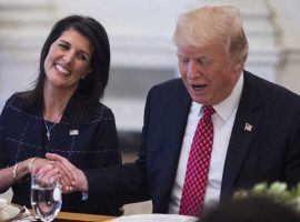 US Ambassador to the UN Nikki Haley, left, informed President Trump she would resign at the end of the year. (Image: Getty)
