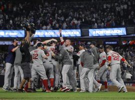 The Boston Red Sox celebrate after beating the New York Yankees in the 2018 ALDS. (image: AP/Julie Jacobson)