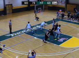 Kewan Platt (right) from Fitchburg State lands a cheap shot against Nichols' Nate Tenagli. (Image: YouTube)