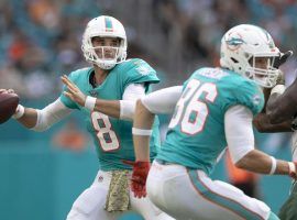 Miami Dolphins quarterback Brock Osweiler prepares to throw a pass against the New York Jets in an NFL game at Hard Rock Stadium in Miami on Nov. 4, 2018. (Image: Allen Eyestone/PalmBeachPost.com)