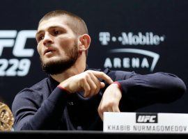 Dana White says that if Floyd Mayweather wants to fight Khabib Nurmagomedov (pictured), the fight should happen in the UFC – though he doubts that will happen. (Image: Isaac Brekken/Getty)