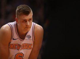 Kristaps Porzingis responded to comments from his coach about his ACL recovery by posting an Instagram story that appeared to show him sprinting on a track. (Image: Christian Petersen/Getty)
