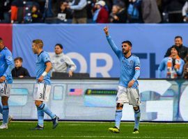 New York City FC advanced in the MLS Playoffs on Wednesday with a 3-1 victory over the Philadelphia Union in the knockout round. (Image: Dennis Schneidler/USA Today Sports)