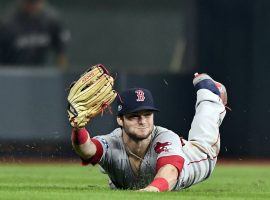 Red Sox left fielder Andrew Benintendi's catch in Game 4 of the ALCS was the play of the MLB season. (Photo: Billie Weiss/Getty Images)