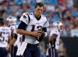 Quarterback Tom Brady of the New England Patriots during warmups against the Panthers in Charlotte. (Image: Streeter Lecka/Getty)