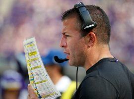 Offensive guru John DeFilippo on the sidelines for the Minnesota Vikings earlier this season. (Image: Bruce Kluckhohn/AP)