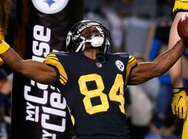 Pittsburgh Steelers wide receiver Antonio Brown celebrates a touchdown catch against the New England Patriots. (Image: Getty)