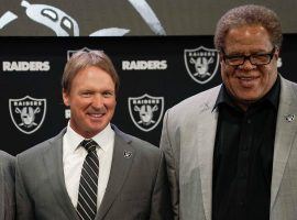 Oakland Raiders coach Jon Gruden, left, expressed shock at the firing of general manager Reggie McKenzie on Monday. (Image: USA Today Sports)