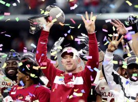 Oklahoma coach Lincoln Riley celebrates his teamâ€™s victory in the Big 12 Championship. (Image: USA Today Sports)