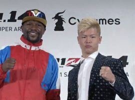 Floyd Mayweather, left, and Japanese kickboxer Tenshin Nasukawa will meet on Dec. 31 in Japan for an exhibition fight. (Image: Reuters)