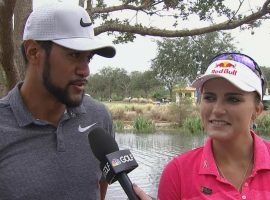 Tony Finau and Lexi Thompson teamed up last year at the QBE Shootout and finished fourth. (Image: NBC Sports)