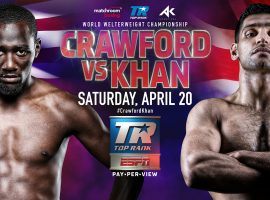Terence Crawford and Amir Khan are set to fight on April 20 for the WBO welterweight world championship. (Image: ESPN/Top Rank)