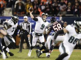 Nick Foles (9), quarterback of the Philadelphia Eagles, drops back to pass against the Chicago Bears at Soldier Field. (Image: Yong Kim/Philly.com)