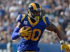 Todd Gurley, running back from the Los Angeles Rams, scampers for a touchdown at the LA Coliseum. (Image: Jake Roth/USA Today Sports)