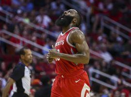 James Harden from the Houston Rockets celebrating after a made shot. (Image: Troy Taormina/USA Today Sports)