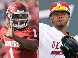 Dual-sport athlete Kyler Murray played quarterback for the Oklahoma Sooners football team and played center field for their baseball team. (Image: Getty and Oklahoma University)