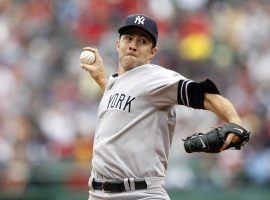 Mike Mussina pitching for the New York Yankees against the Boston Redsox in Fenway Park. (Image: Greg M. Cooper/USA Today Sports)