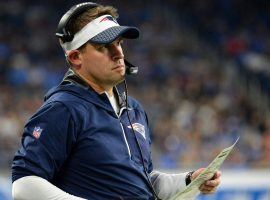 Offensive coordinator Josh McDaniels of the New England Patriots makes a play call against the Detroit Lions at Ford Field in Detroit, Michigan. (Image: Nick Cammett/Getty)